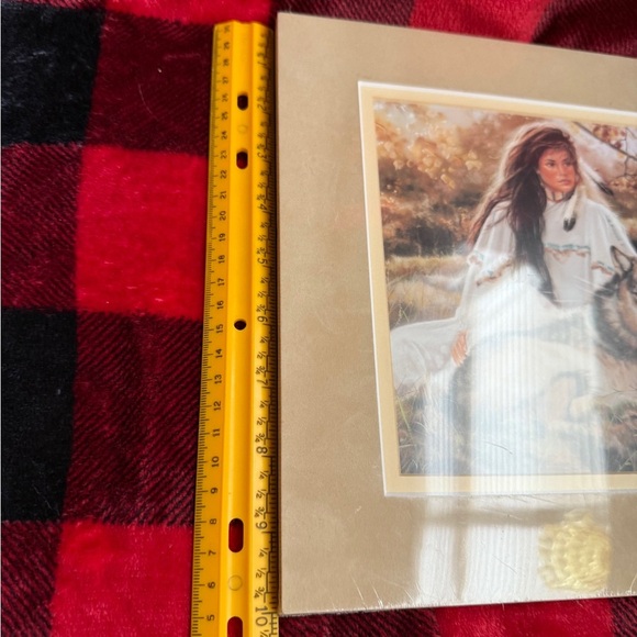 Maija 1993 Vintage Aspen Gold Native American Woman and Wolf Art Print 10x10 - Picture 7 of 11